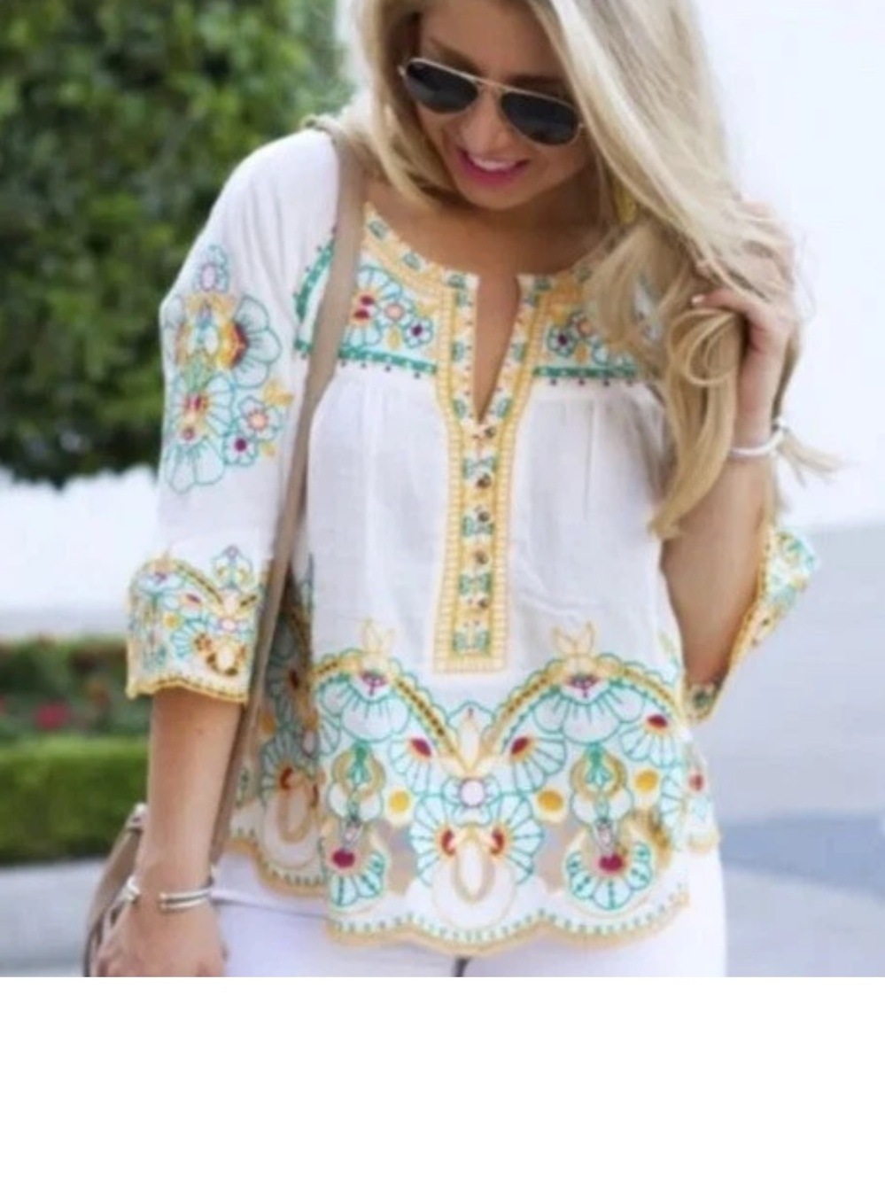 Anthropologie Embroidered Eyelet Blouse Sz 0 or Sm